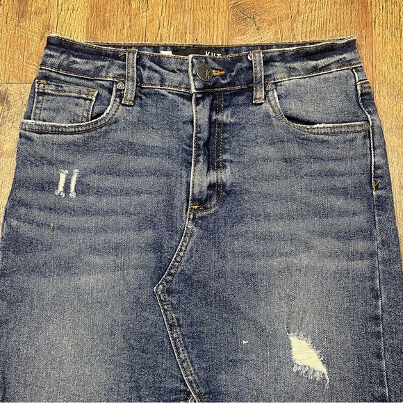 KUT FROM THE KLOTH Women’s Lightly Distressed Hannah Pencil Skirt | Denim | Sz 0 - Picture 3 of 9